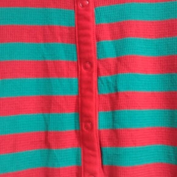 CRAZY EIGHT ELF PAJAMAS  RED AND GREEN ONE PIECE, SNAP FRONT ADULT SIZE XXL - Picture 4 of 11